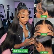 bling hair 14-36 Inch Straight 360 Full Lace Frontal Wigs Human Hair 180 Density Pre Plucked Transparent 13x4 13x6 Lace Front Human Hair Wig 4x4 Lace Closure Wig 6x4 Glueless Wigs Human Hair - Natural Black - Xem 3