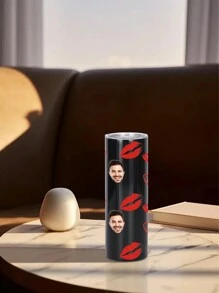 1 pieza Botella de agua personalizada de 600ml/20oz, taza personalizada con foto, taza de café de carro, taza recta portátil. Taza personalizada resistente al calor. Regalo para familia, amigos, parejas. San Valentín, Año Nuevo, Vacaciones, Regalos de Boda.