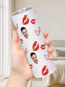 1 pieza Botella de agua personalizada de 600ml/20oz, taza personalizada con foto, taza de café de carro, taza recta portátil. Taza personalizada resistente al calor. Regalo para familia, amigos, parejas. San Valentín, Año Nuevo, Vacaciones, Regalos de Boda.