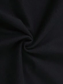 Fashionable Angel Letter Print Cropped Top - Stretch Polyester Blend, Crew Neck, Short Sleeves - Spring Summer Women'S Fashion Must-Have - 黑色 - 查看 4