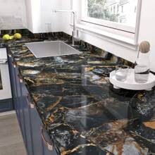 20PCS Self-Adhesive Black Marble PVC Cladding Wall Panels For Kitchen Bathroom Carnival Home Sticker - Óxido marrón - Ver 5