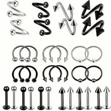 S-Shaped Stainless Steel Stud Earrings, Lip Rings, Nose Rings, Y2K Geometric Titanium Steel Lip Rings, Body Piercing Jewelry - Piercing Jewelry - View 6