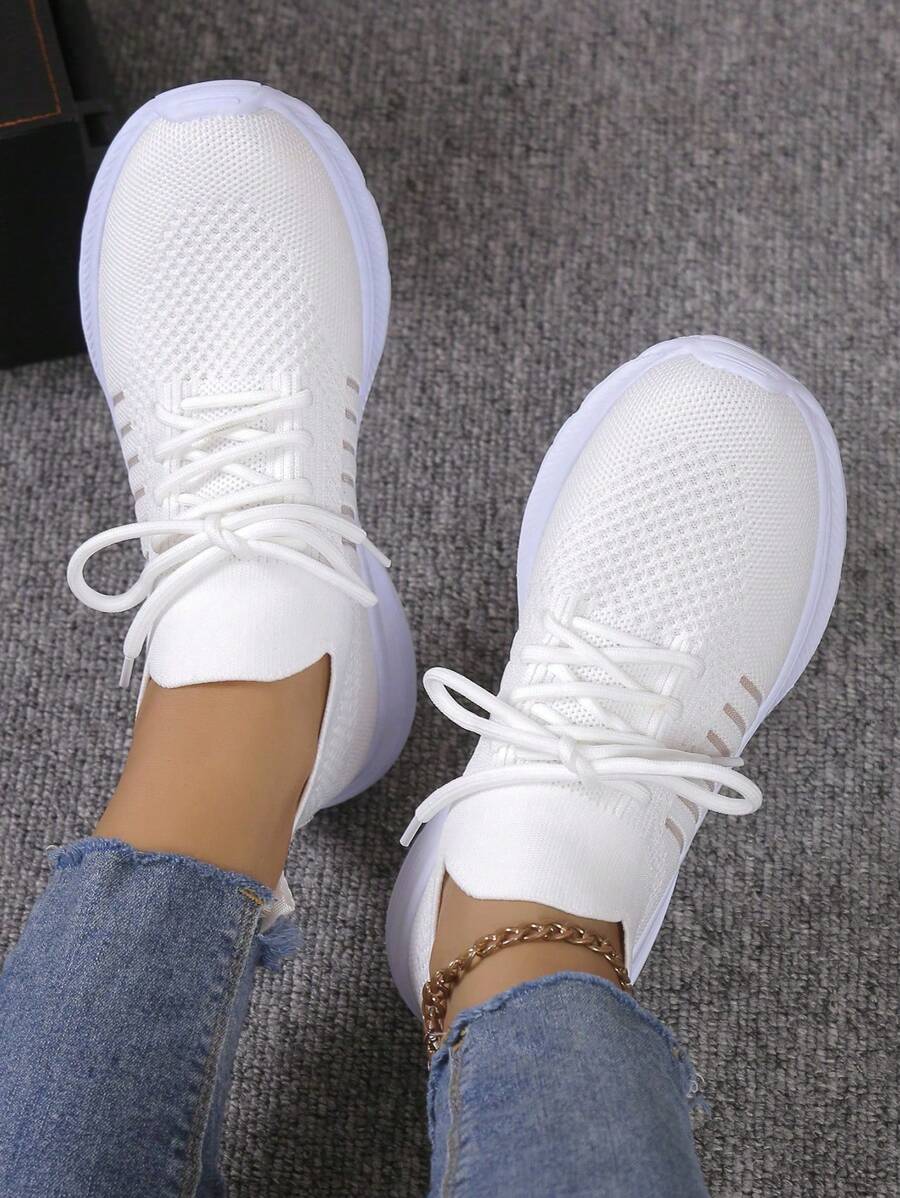 24 New Women's Colorblock Pattern Hollow Breathable Vintage Floral Lightweight Lace-Up Road Running Sneakers