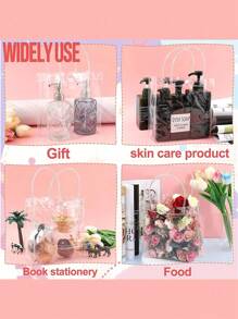 20 个带手柄的大号透明礼品袋，重型可重复使用透明 PVC 礼品袋，带手柄，派对，婚礼回礼，购物袋透明礼品袋，情人节礼品包装袋，婚礼派对礼品袋，花袋，母亲节礼物，礼物，新娘送礼会，毕业季礼物（7.87 英寸 X 7.87 英寸 X 3.15 英寸） - 彩色 - 查看 8