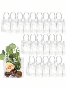 20 个带手柄的大号透明礼品袋，重型可重复使用透明 PVC 礼品袋，带手柄，派对，婚礼回礼，购物袋透明礼品袋，情人节礼品包装袋，婚礼派对礼品袋，花袋，母亲节礼物，礼物，新娘送礼会，毕业季礼物（7.87 英寸 X 7.87 英寸 X 3.15 英寸） - 彩色 - 查看 3