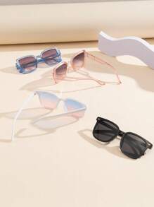 4pcs/Set Kids Geometric Studded Bling Bling Fashion Glasses, Fashionable Accessory With Customizable Colors For Outdoor Wear - Multicolor - View 3