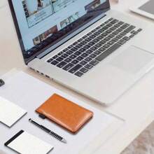 迷你口袋笔记本，记事本支架，带 50 张线纸，3 x 5 英寸口袋笔记本，带金属笔，小号皮革笔记本 (A7)，学校用品，返校