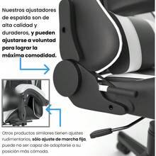 FOH Silla Gamer Reclinable, Gaming Silla Ergonómica Brazos Ajustable, Soporte Lumbar y Respaldo, Capacidad Máxima 125kg, Silla de Ordenador Giratoria con Reposacabeza Apoyo y Cojín Lumbar - Gris - Ver 5