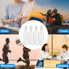 4个/1个，3.38盎司（约100毫升）TSA认证旅行喷雾瓶 - 细雾，防漏，可重复使用塑料容器，适用于化妆品、精油、洗发水、洗手液和防晒霜，低致敏性，不含PVC，透明二次包装，配有白色泵头和喷嘴，是旅行和居家使用的理想之选，旅行乳液瓶 - 無色 - 查看 4