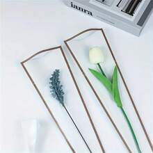 5 piezas/10 piezas/30 piezas/50 piezas/100 piezas Papel de envolver floral con borde dorado, impermeable y envoltura individual, para sábanas, ramos de flores, regalos, suministros de floristerías, regalos del Día de la Madre, decoraciones del Día de la Madre, suministros del Día de la Madre, decoraciones para fiestas - borde dorado blanco - Ver 6