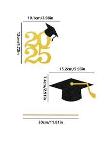 4 Stück/Set Gold und Schwarz 2025 Abschlussfeier Tischmittelstücke, Abschluss Dekoration Klasse von 2025, Party Mittelstückstäbe Tischaufsätze Set für Abschlussfeier Dekorationen, blauer Glitzer, pink, grün (zum Selbermachen)