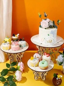 Bộ đế bánh gỗ hình bướm 12 inch 10 inch 8 inch Đế bánh cupcake hình bướm bằng gỗ Đế bánh mộc mạc Trung tâm bàn cho tiệc cưới Giáng sinh Tiệc mừng em bé Tiệc trà sinh nhật Tiệc tráng miệng - Màu Khaki - Xem 4