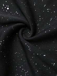 Đầm ngắn ôm sát cơ thể tay dài đính sequin, chất liệu lưới xuyên thấu, phối nhiều mảng vải, kiểu dáng gợi cảm, thích hợp cho tiệc tùng mùa xuân thanh lịch. - màu đen - Xem 5