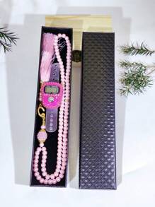 2pcs/Set 99pcs 6mm Beads Rosary, Black Gift Box, Ring Counter Bracelet Rosary, 6 Color Options (Suitable For Ramadan Prayer, Sports Counting)