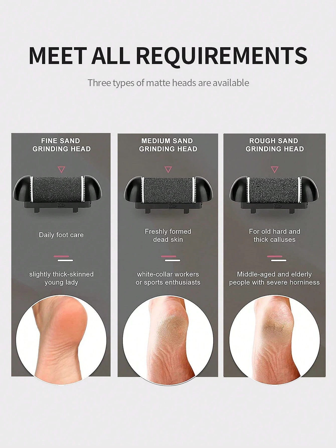 HB Rechargeable Callus Remover Kit, Including 3 Replacement Heads ...