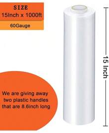 2-Pack Industrial Mini Clear Stretch Wrap Film 80 Gauge 5.1" 1000ft For Pallet Wrap With Plastic Handle,Durable Self-Adhering Packing,Moving,Packaging,Heavy Duty Shrink Film