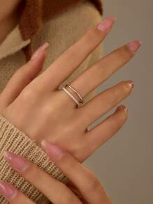 BALMORA 1 件 925 纯银叠层合成锆石戒指套装，适合女士嘻哈个性化戒指派对约会生日礼物珠宝礼品