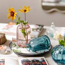 1/3pcs Bud Vase Small Vase Mini Glass Vase For Tabletop Centerpiece Decoration, Handmade Vase (Pink) Gifts Birthday Graduation Home Decor Room Decor Flower Vase - Pink - View 8