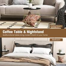 Lifezeal Round Side End Coffee Sofa Table Nightstand With Storage Space Removeable Top