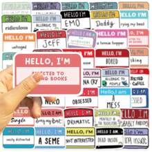 50PCS Hello I Am Stickers Vinyl Aesthetics Stickers Scrapbooking, Diary, Bumper, Skateboard, Water Bottle, Cartoon, Hard Hat, Car Stickers And Decals