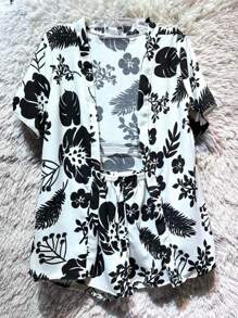 Conjunto Feminino Estampado Tropi c/ Chamise & Short J-1 - Branco - Visão 2