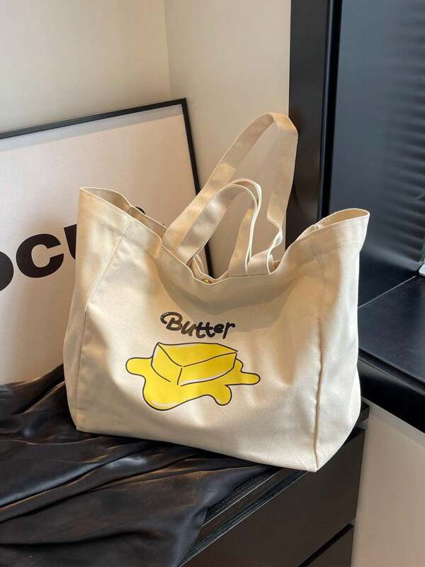 حقيبة كتف وحقيبة مدرسية كبيرة السعة بطراز فني مناسبة للنساء والطلاب لحمل الكتب والتسوق وللمدرسة وغيرها، من قماش خفيف الوزن وملائمة لذهاب المدرسة أو الجامعة أو المكتبة أو التسوق أو السفر أو الخروج أو النزهات