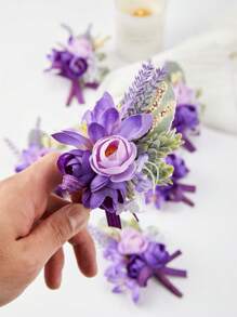 2pcs Boutonnieres For Men Wedding,Groom And Best Man Boutonnieres With Classic Artificial Purple Rose And Lavender ,Perfect For Men Wedding Ceremony Anniversary Dinner Party Fall Vintage Marriage Prom Homecoming Decoration