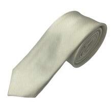 Premium Solid Plain Striped Slim Twill Tie - Beige - View 1