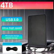 4TB High Speed Portable Portable Hard Drive, High Capacity High Speed Portable Hard Drive, Portable 4TB, Minimalist Design, Reliable Storage, Suitable For Gamers, Students, Professionals, Compatible Models, (USB 3.0) - 4TB - Xem 8