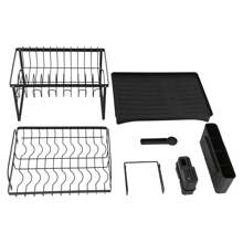 2-Tier Dish Drainer Dish Storage Rack - 黑色 - 查看 10
