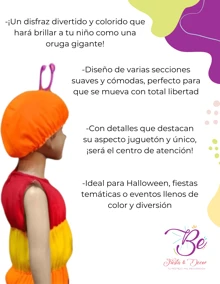 Disfraz Oruga Gusano infantil festival carnaval niño niña escuela primavera - Multicolor - Ver 2