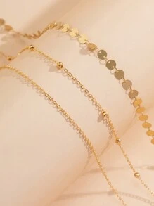 Set de 2 cadenas para la cintura con doble capa de cuentas y brillo, joyería de collar de cadena metálica sexy y elegante, estilo europeo y americano, para verano