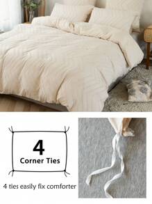 2/3-teiliges milchweißes, wellenförmig gestreiftes Plüsch-Bettbezug-Set, minimalistisch-bohemianischer Stil Bettwäsche-Set geeignet für alle Jahreszeiten (1 Bettbezug + 1/2 Kissenbezüge)