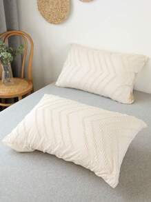 2/3-teiliges milchweißes, wellenförmig gestreiftes Plüsch-Bettbezug-Set, minimalistisch-bohemianischer Stil Bettwäsche-Set geeignet für alle Jahreszeiten (1 Bettbezug + 1/2 Kissenbezüge)