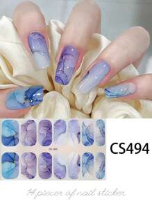 14pcs Self-Adhesive Nail Polish Strips, Marble Pattern Full Wrap Nail Art Stickers, Hot Stamping Stripes Marble Nail Art, Waterproof And Long-Lasting Easy To Use, Suitable For Ladies Women, Party Casual Scene Nails Nail Supplies - Follow Your Heart - View 21