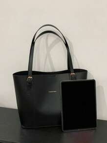 Fashion Solid Color Large Capacity Shoulder Tote Bag