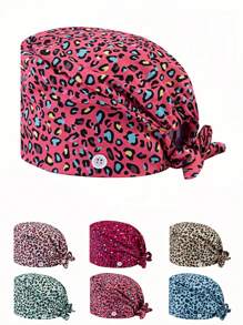 1 pezzo Visiera da donna in poliestere con stampa leopardata, adatta per personale medico, addetti alle pulizie, pratica, antibatterica e anti-polvere, utilizzabile in primavera, estate, autunno e inverno come accessorio invernale - Multicolore - Visualizzare 6