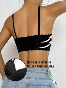 女士无缝无钢圈文胸，提拉塑形，舒适透气，亲肤性感，可拆卸胸垫，无钢圈设计，可调节肩带，适合睡眠、休闲、瑜伽等场合。 - 黑色 - 查看 3