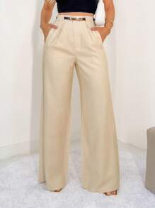 PREMIUM Women's Tailored Trousers With Belt - 裸體 - 查看 2