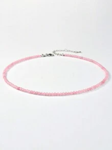 Collar de cuentas de piedras naturales elegante, collar hecho a mano con cuentas de cuarzo rosa y cuarzo de fresa, joyería de energía curativa y equilibrante de colores para mujeres