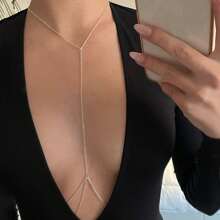 1pc Gold And Silver European And American Accessories Women's Double-Layer Fashionable Alloy Electroplated Body Chain Integrated Chain Body Chain Jewelry Sexy Lingerie Accessories