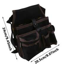 1PC Heavy-Duty Black Electrician Tool Pouch - Multifunctional Design With Waterproof Material, Adjustable Strap , And Comprehensive Handyman Toolkit - Stylish Waist Bag For Multi-Pocket Design For Seamless Storage & Easy Access Storage