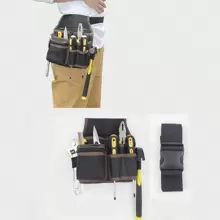 1PC Heavy-Duty Black Electrician Tool Pouch - Multifunctional Design With Waterproof Material, Adjustable Strap , And Comprehensive Handyman Toolkit - Stylish Waist Bag For Multi-Pocket Design For Seamless Storage & Easy Access Storage