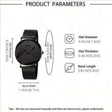 2 件男士时尚商务/军事/运动石英表和皮革手链配件套装（无盒） - 黑色 - 查看 4