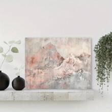 1 Pc Impressionist Gray-Pink And Brown  Wooden Framed Canvas Painting -  Thickness 2.25cm/0.9inch,Home Gift Decoration, Room Decoration Aesthetic, Wall Decoration Art, Perfect Gift, Autumn And Winter Wall Decoration, Living Room Decoration, Bedroom Decoration, Kitchen Decoration, Entry Decoration, Bathroom Decoration, Direct Wall Painting, High Quality Wall Painting Poster