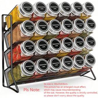 Estantería para especias de 4 niveles para mostrador independiente, estantería para especias para colgar dentro del armario, organizador de especias y botellas montado en la pared para la cocina (sin botellas)