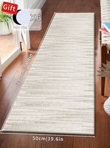 1pc Tapete cinza claro, estilo minimalista moderno, tapete de canal, tapete de corredor, tapete de quarto, tapete de sala de estar, tapete de cozinha, tapete de veludo cristal, 850g/m²0,8cm de espessura antiderrapante lavável e lavável à máquina, decorando a casa em todas as estações, vem com adesivos antiderrapantes grátis