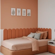 Kit Of 15 Cloud Headboards Upholstered Box Bed Modular Board 45x20 In L - Burnt Orange - View 1