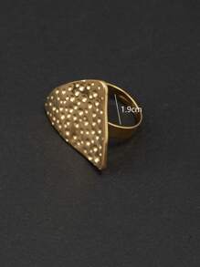 1 件时尚金色不锈钢三角形纹理开口戒指，适合女性日常佩戴和送礼