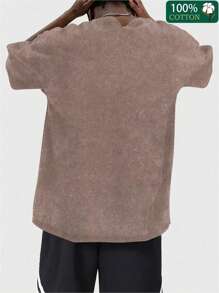 EWH New Summer Cartoon Anime  Wash Distressed T-Shirt Street Hip Hop Casual Summer Short Sleeves DG004 - màu nâu - Xem 2